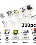100/200/250 Pcs 10 Types Miniature Momentary Tactile Push Button Switch Trigger Combined Kit Suitable for Car Remote Key with Pl