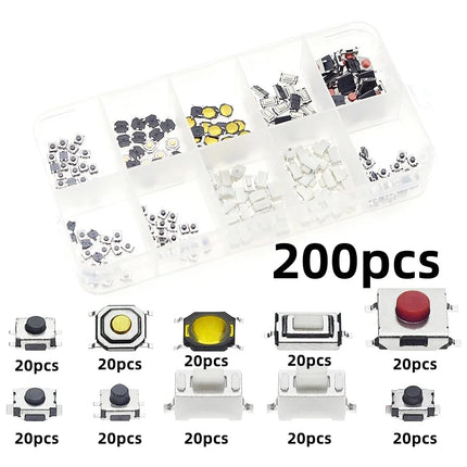 100/200/250 pz 10 tipi di kit combinato trigger interruttore pulsante tattile momentaneo in miniatura adatto per chiave remota dell'auto con pl