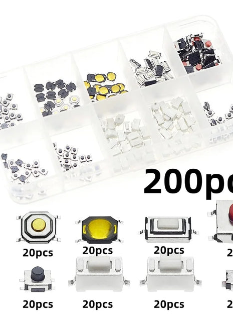 100/200/250 pz 10 tipi di kit combinato trigger interruttore pulsante tattile momentaneo in miniatura adatto per chiave remota dell'auto con pl