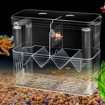 Acrylic 3 Sizes Double-Deck Clear Fish Breeding Isolation Box Hatchery Divider for Shrimp Clownfish Aggressive Fish Injured