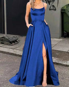 Nuovo per le donne Abito elegante Moda estiva Festa notturna Formale Abito da sera lungo con spalline Abiti da sposa eleganti