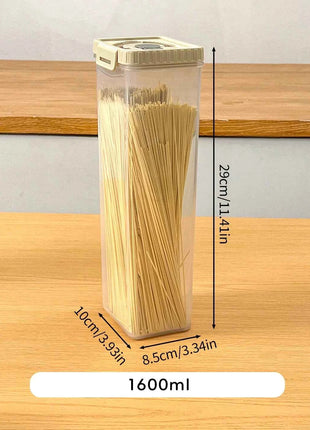 WORTHBUY Pasta Storage Box With Handle Moisture-Proof Plastic Noodles Sealed Can Spaghetti Storage Container Kitchen Organizer
