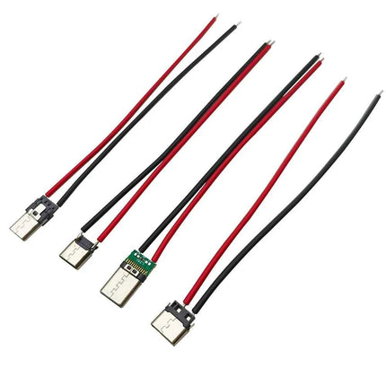 2/5/10 Pezzi Connettore USB Tipo C 10cm a 2 Pin Maschio e Femmina per Saldatura, Presa di Ricarica USB-C per Porte di Ricarica di Telefoni Cellulari