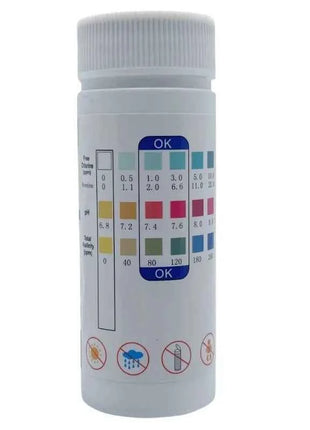 Strisce Reattive per Test Cloro e pH per Piscine, Acquari e Vasche dei Pesci, Tester per Acqua, Cloro Residuo, Valore pH, Alcalinità, Durezza