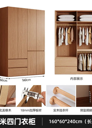 Armadio in Legno Massello di Rovere — Stile Nordico Scandinavo | Guardaroba Modulare per Camera da Letto