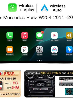 12.3"Android 14 Car Multimedia For MercedesBenz W204 W205 2007-2018 Wireless Auto Radio Player Stereo Screen Head Unit Carplay