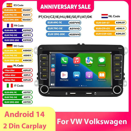 Android 13 Car Radio 2 Din Multimedia Player FM GPS WiFi Carplay For VW Volkswagen Skoda Octavia golf 5 6 touran passat B6 polo