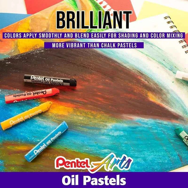 Pentel Arts Set Pastelli a Olio PHN 6/12/25/50 Colori Assortiti per Disegno e Pittura