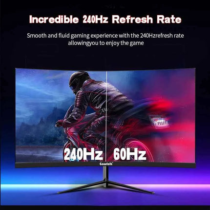 Gawfolk 32 Zoll Curved Gaming Monitor 240Hz, PC Bildschirm Full HD 1080P, Rahmenloses 1800R Computerbildschirm Mit FreeSync Und