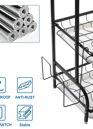 3-Tier Dish Drying Rack Dish Organizer Compact Kitchen Dish Rack Drainboard Set Dish Drainer with Utensil Holder