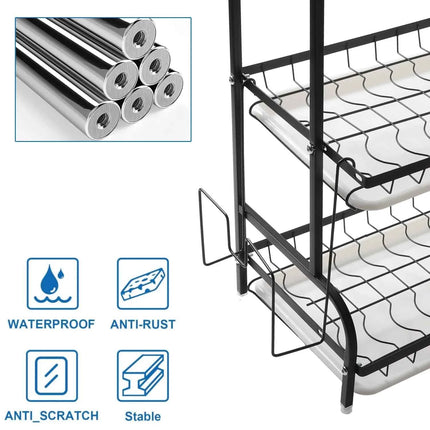 3-Tier Dish Drying Rack Dish Organizer Compact Kitchen Dish Rack Drainboard Set Dish Drainer with Utensil Holder