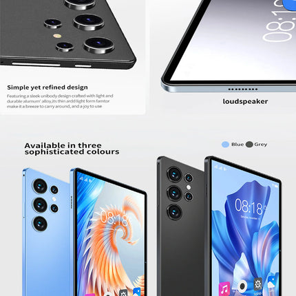 Nuovo Tablet Pro 2026 Aggiornato, 10.1 Pollici, Octa Core, 4GB+64GB ROM, Google Play, Dual SIM, Wi-Fi, Chiamate Telefoniche, 6000mAh