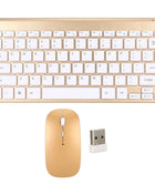 Wireless Keyboard Mouse Kit Slim Wireless Key Mouse Combo Portable Beautiful Power Saving Silent Button LED Indicator for Home