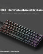 K61 USB Mini Mechanical Gaming Wired Keyboard Hot-Swappable Mechanical Keyboard Detachable Cable