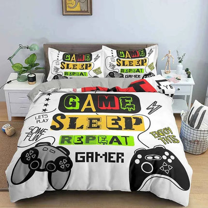 Gamepad Polyester Duvet Cover Set Colourful Button King Play Gamer Bedding Set Kids Teens Man Video Game for Child
