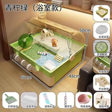 Hamster cage special oversized luxury villa golden bear wintering double-layer transparent basic cage flower branch mouse feedin
