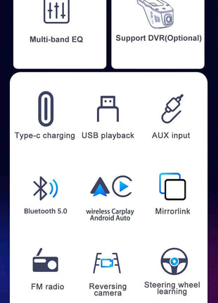 IPS 6.9 Inch 1Din Wireless Or wired Carplay Android Auto Car Radio Multimedia MP5 Player 1 Din DVD Bluetooth Stereo USB Charging