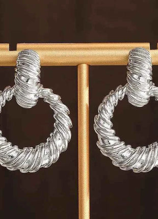 Orecchini a Cerchio Huitan per Donne, Design Intrecciato Circolare, Accessori di Lusso alla Moda per Feste, Gioielli Delicati in Metallo per Matrimoni