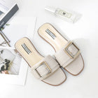 Pantofole piatte da donna estate in pelle punta quadrata donna appartamenti infradito Designer signore diapositive sandali scarpe da donna sandali di lusso