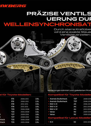 Set Catena di Distribuzione Frankberg 1x per Toyota Auris Avensis Corolla Verso RAV 4 III IV 2.0L 2.2L 1350626010 TC9130FK