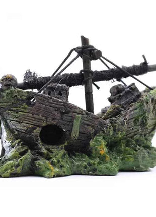 Resin Aquarium Ornament Wreck Sunk Ship Landscape Sailing Boat Cave Fish Playing Toys Fish Tank Decoration Aquarium Accessories