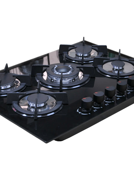 Gas Stove Cooker 5-Burner Class B Electric Stove Tempered Glass Battery Built-In Cooktop for Kitchen Table Top Hotels Households