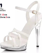 12cm Crystal Glitter Platform Sandals - Non-slip Transparent Wedding Shoes