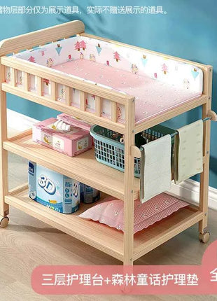 Diaper Changing Tables Solid Wood Baby Care Table Massage Bath Integrated Multifunctional Baby Bed Changing Table