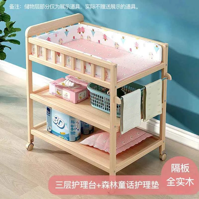 Diaper Changing Tables Solid Wood Baby Care Table Massage Bath Integrated Multifunctional Baby Bed Changing Table