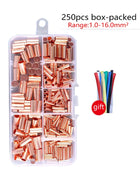 250 pcs GT Copper Connecting Tube Common Wire Small Copper Tube Terminal Cable Lug Bootlace Ferrule Kit with Crimping Pliers