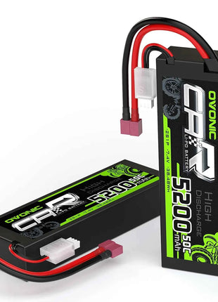 Ovonic 2S LiPo Battery 5200mAh 50C 7.4V Hard Case with Deans Plug for 1/10 &1/8 RC cars RC Monster Truck（2Packs）