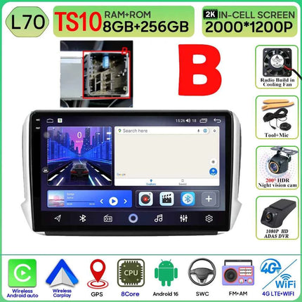 Android 16 GPS Navigation For Peugeot 2008 208 Series 2012 - 2018 Carplay Car Radio Multimedia Player Stereo Video BT 2k Screen