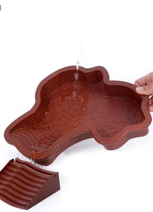 〔CC55〕Reptiles Water Dish With Anti-Slip Imitation Rock Ladders Food Water Bowl For Turtle Lizards Gecko Small Pet Supplies