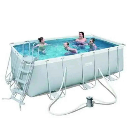 Piscina rettangolare Bestway 412*201*122cm con telaio in acciaio super resistente (filtro + scaletta da 48 pollici) - Grande piscina fuori terra in offerta 56456