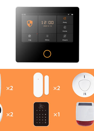 Staniot WiFi SecPanel 5 sistema di allarme domestico Wireless Tuya Smart 4.3 "Kit di sicurezza Touch Screen sirena integrata APP telecomando,Batteria integrata da 1500 mAh, supporto per Alexa