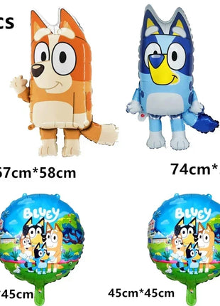 Palloncini Bluey Bingo Party Buon compleanno Banner Cane blu Palloncini Sfondo Adesivi Decorazione Cake Topper Stoviglie usa e getta