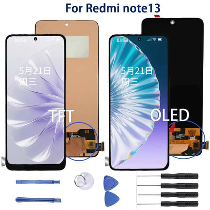 Display AMOLED testato per Xiaomi Redmi Note 13 4G con telaio, LCD 23129RAA4G, gruppo digitalizzatore touchscreen