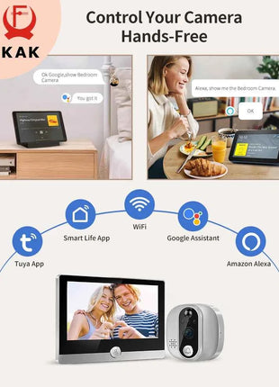 Tuya 1080P WiFi Door Bell Camera Google Alexa Smart Life Video Peephole PIR Motion Detector Digital Door Viewer con citofono