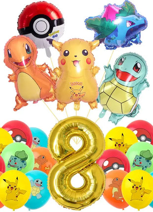 Forniture per decorazioni per feste di compleanno a tema Pokemon Cartoon Pokemon Go Stoviglie Tazze Piatti Palloncino Pikachu per bomboniere per baby shower