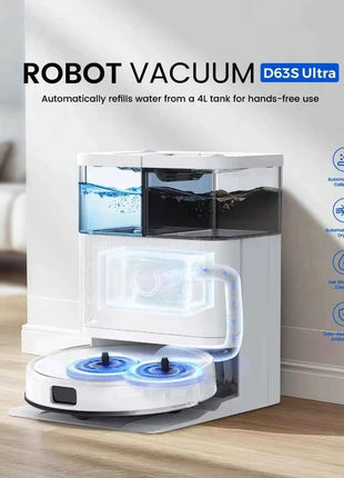 Teendow D63S Ultra Robot Vacuum and Mop, 10KPa Super Suction, Edge Cleaning, Auto Mop Wash & Dry, Self-Emptying 160 Min Runtime