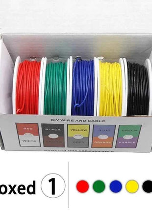 （5 Colors Mix Kit）UL1007 Wire PVC Insulation Tinned Copper Cable Stranded Electrical Line 30/28/26/24/22/20/18/16 AWG PCB Wire