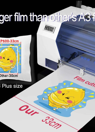 A3 Plus XP600 DTF Printer,Direct to Film,2X-Speed Compared to L1800,5" LED Multi-Function Display,Film Cutter,For Small Business