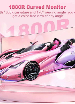 FYHXele 27" Pink Girl curved screen Borderless Gaming office Display FHD/QHD 165HZ VA VESA Low Blue Light&Flicker-Free Monitor