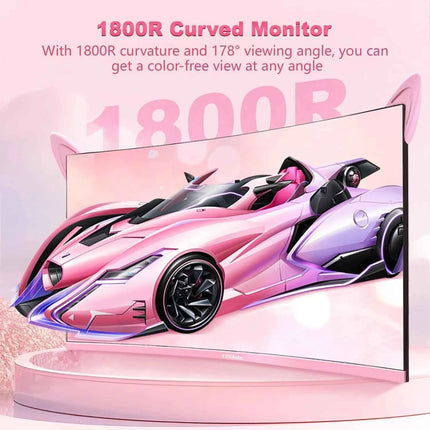 FYHXele 27" Pink Girl curved screen Borderless Gaming office Display FHD/QHD 165HZ VA VESA Low Blue Light&Flicker-Free Monitor
