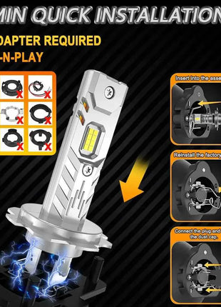H7 H4 H1 LED Lights for Car Headlight Bulb 1000000LM Mini Wireless Auto Lamp +800% Bright Spotlights Automobile Headlamp 12V 24V