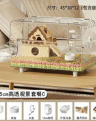 ‌Premium Hamster Cage, Thickened Acrylic Gerbil Mansion, Chew-Proof Luxury Habitat with Large Space, Ventilated Small Pet Home
