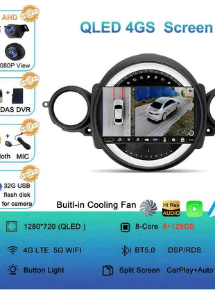 Android16 Radio Qled For BMW MINI Cooper R56 R60 2007 - 2014 Car intelligent systems Navigation GPS Carplay Android auto WIFI+5G