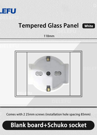 DELEFU Vetro temperato bianco Italia USB TypeC Presa a muro a ricarica rapida Schuko Tuya Wifi Smart Switch Sat TV Tel Campanello Cile