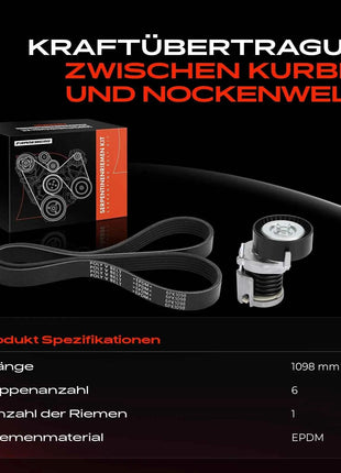 Frankberg 1x Set di cinghie a coste per VW Golf 5 6 Plus Seat Altea XL Leon Skoda Octavia I K046PK1098 7884-21794