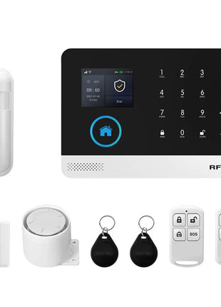 PGST set allarme sicurezza antifurto WiFi 4G Works with Tuya Smart Life impianto senza fili intelligente per abitazione negozio ufficio sensori movimento configurazione facile utilizzo immediato